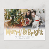 Gold Fun Merry Bright Photo Modern Briefkaart (Voorkant)