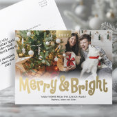 Gold Fun Merry Bright Photo Modern Briefkaart