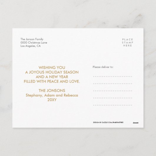 Gold Fun Merry en Bright Photo Modern Briefkaart (Achterkant)