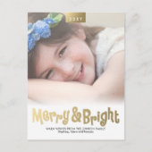 Gold Fun Merry en Bright Photo Modern Briefkaart (Voorkant)