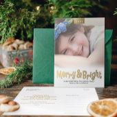 Gold Fun Merry en Bright Photo Modern Briefkaart