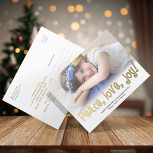 Gold Fun Peace Love Joy Foto Modern Briefkaart