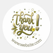 Gold Fun Script Bedankt Small Business Website Ronde Sticker (Voorkant)