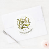 Gold Fun Script Bedankt Small Business Website Ronde Sticker (Envelop)