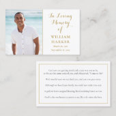 Gold Funeral Memorial Prayer Poem-fotokaarten Visitekaartje (Voorkant / Achterkant)