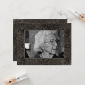 Gold Funeral Remembryo Death Notice Foto Kaart (Voorkant / Achterkant in situ)