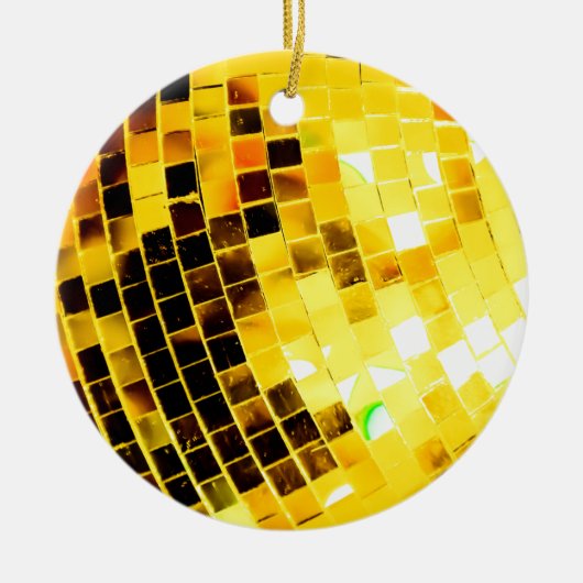 Gold Funky Disco Ball Keramisch Ornament (Voorkant)