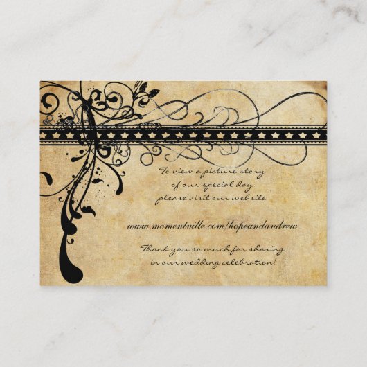 Gold Funky Swirl-menu Kaart selecteren Plaatskaartje (Achterkant)