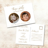 Gold Funny Kinder Photo Script Wedding Save the Da Aankondigingskaart