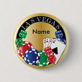 Gold Gambler Las Vegas - Dice, Kaarten, Poker Chip Ronde Button 5,7 Cm (Voorkant)