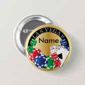 Gold Gambler Las Vegas - Dice, Kaarten, Poker Chip Ronde Button 5,7 Cm (Voorkant /achterkant)