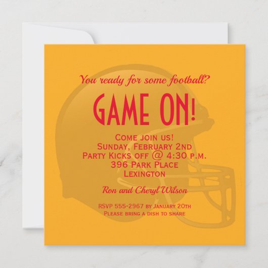 Gold Game Day Football Helm Kaart (Voorkant)