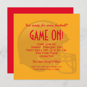 Gold Game Day Football Helmet Party-uitnodigingen