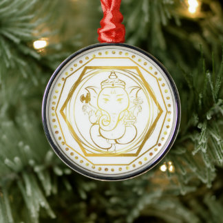 Gold Ganesh Ceramic Ornament