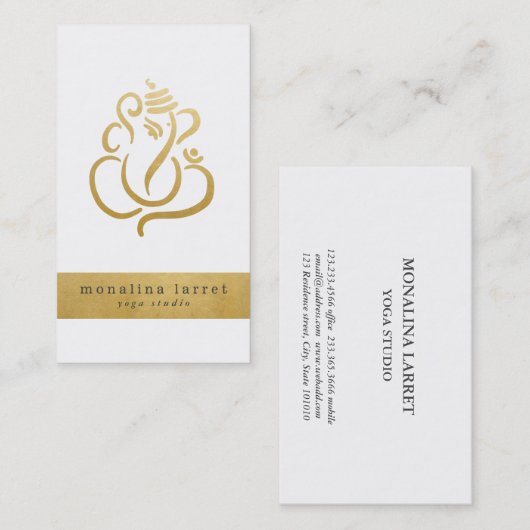 Gold Ganesh Indian God Yoga Studio Visitekaartje (Voorkant / Achterkant)