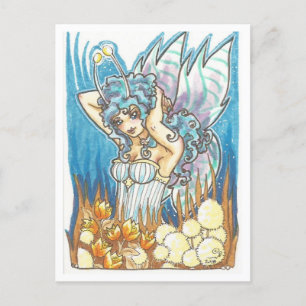Gold Garden blauw Fairy fantasie Art Print Briefkaart