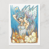Gold Garden blauw Fairy fantasie Art Print Briefkaart (Voorkant)
