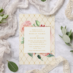Gold Garden Floral Wedding Kaart