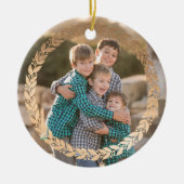 Gold Garland Elegant Photo and Monogrammed White Keramisch Ornament (Voorkant)