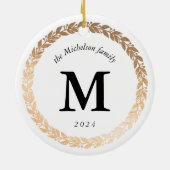 Gold Garland Elegant Photo and Monogrammed White Keramisch Ornament (Achterkant)