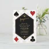 Gold Gatsby Casino Art Deco Wedding Reception Kaart (Staand voorkant)