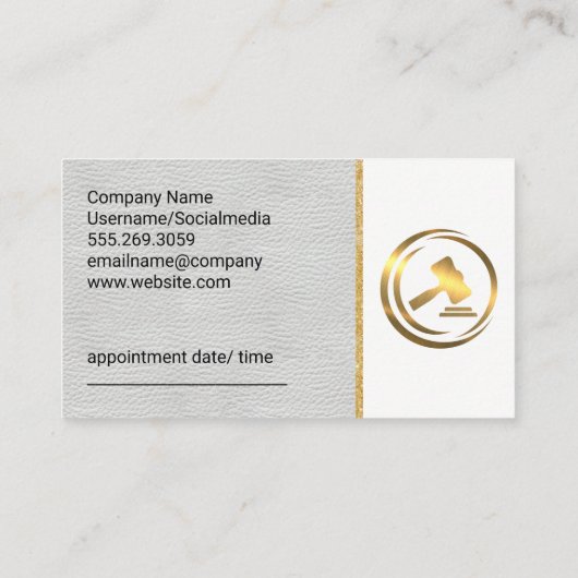 Gold Gavel Logo | Wet Afsprakenkaartje (Achterkant)