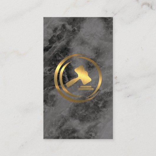 Gold Gavel Logo | Wet | Zwarte marmer Afsprakenkaartje (Voorkant)