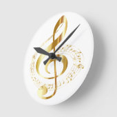 Gold Gclef On White Wall Clock Ronde Klok (Hoek)