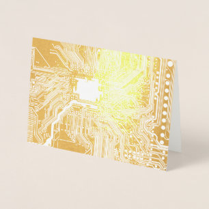 Gold Geek Motherboard Circuit Patroon Folie Kaarten
