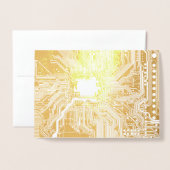 Gold Geek Motherboard Circuit Patroon Folie Kaarten (Voorkant met envelop)