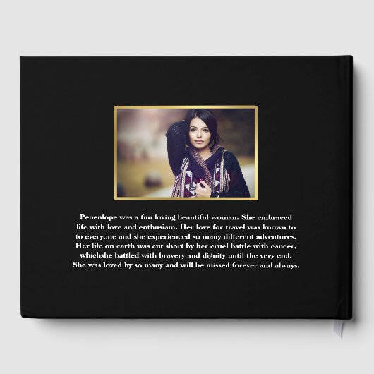 Gold-gekapte collage-foto in het liefdevol geheuge gastenboek (Achterkant)