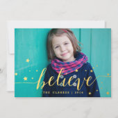 Gold Geloof handschrift| Vakantie-fotokaart Feestdagenkaart (Voorkant)