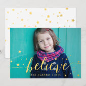 Gold Geloof handschrift| Vakantie-fotokaart Feestdagenkaart (Voorkant / Achterkant)