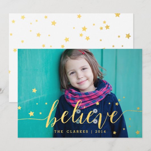 Gold Geloof handschrift| Vakantie-fotokaart Feestdagenkaart (Voorkant / Achterkant)