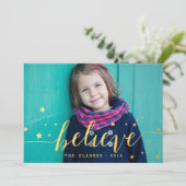 Gold Geloof handschrift| Vakantie-fotokaart Feestdagenkaart (Staand voorkant)