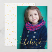 Gold Geloof handschrift | Vakantieknopkaart Feestdagenkaart (Voorkant / Achterkant)