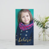 Gold Geloof handschrift | Vakantieknopkaart Feestdagenkaart (Staand voorkant)