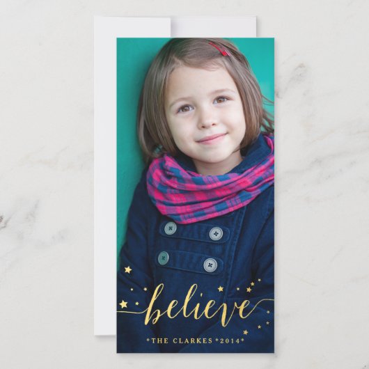 Gold Geloof handschrift | Vakantieknopkaart Feestdagenkaart (Voorkant)