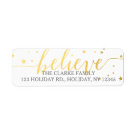 Gold Geloof Handwriting Holiday Address Label
