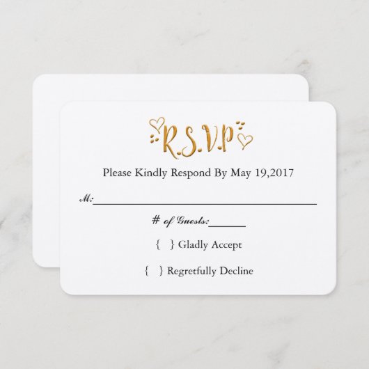 Gold, gelukkig ooit na het huwelijk RSVP kaartje (Voorkant / Achterkant)
