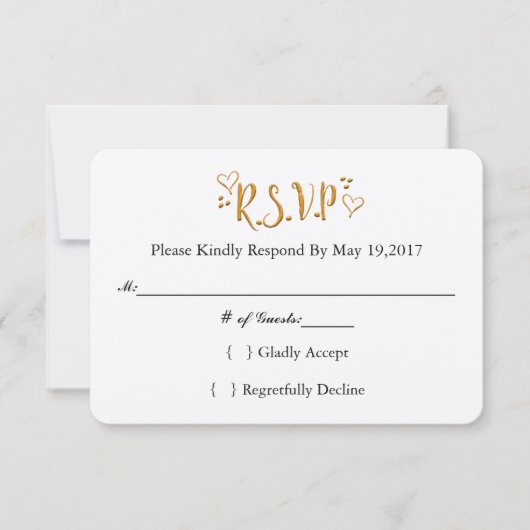 Gold, gelukkig ooit na het huwelijk RSVP kaartje (Voorkant)