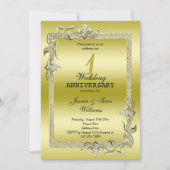 Gold Gem en Glitter 1st Wedding Jubileum Kaart (Voorkant)