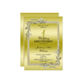 Gold Gem en Glitter 1st Wedding Jubileum Kaart