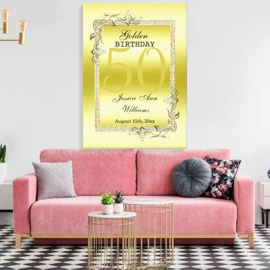 Gold Gem en Glitter 50e gouden verjaardag Canvas Afdruk (Insitu (Woonkamer))
