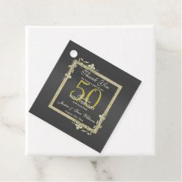 Gold Gem en Glitter 50th Golden Wedding Bedankjes Labels