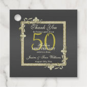 Gold Gem en Glitter 50th Golden Wedding Bedankjes Labels (Voorkant)