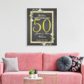 Gold Gem en Glitter 50th Golden Wedding Canvas Afdruk (Insitu (Woonkamer))