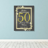 Gold Gem en Glitter 50th Golden Wedding Canvas Afdruk (Insitu (Houten vloer))