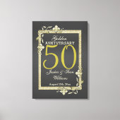 Gold Gem en Glitter 50th Golden Wedding Canvas Afdruk (Voorkant)