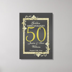 Gold Gem en Glitter 50th Golden Wedding Canvas Afdruk